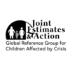 Black and white graphic, including two adult figures holding the hands of a child figure